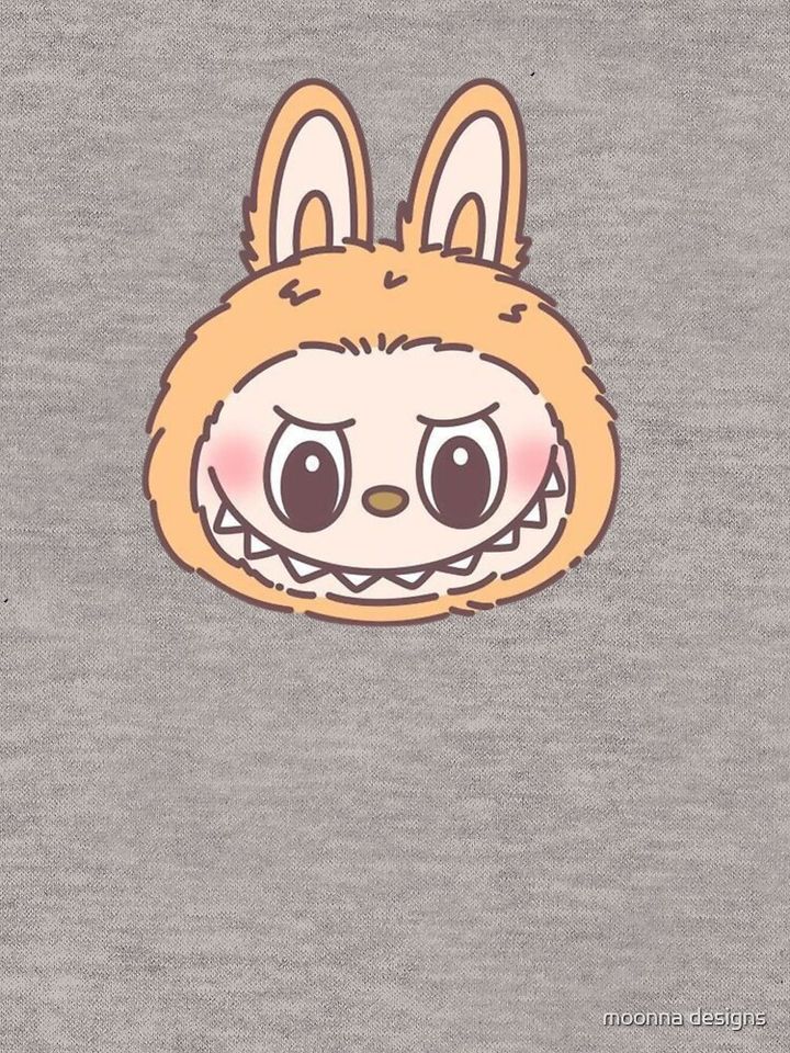 Cute Orange Labubu Head Lightweight Hoodie