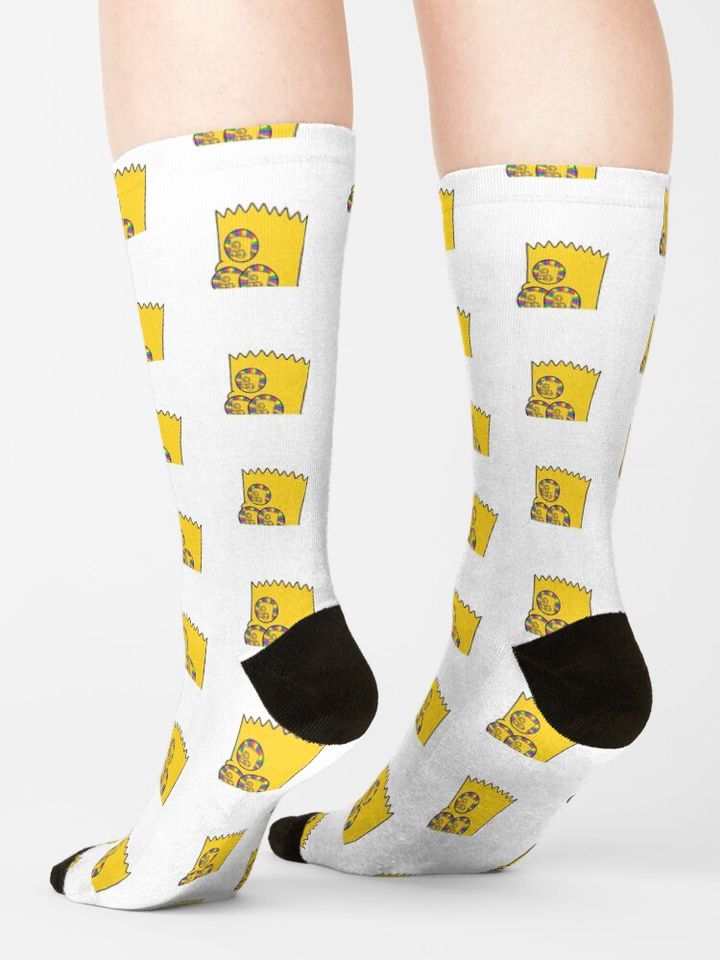 Trippy bart eyes Socks, Simpson Funny, Gift for Fan