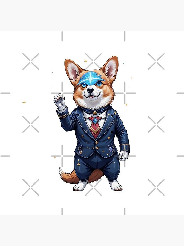 Corgi Avenger Vision Corgi: Canine Hero in Synthezoid Mode Pillow