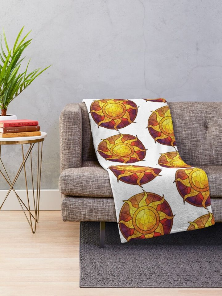 Stained Glass Tangled Sun Throw Blanket
