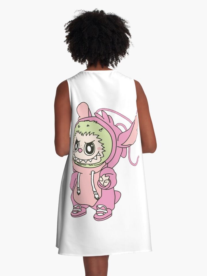 Labubu design (pink) A-Line Dress, Gift for Her