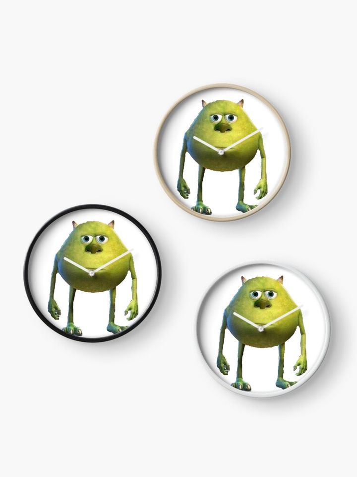 Mike Wazowski Meme Face | Classic Staring Reaction Clock, Funny Wall Clocks Decor