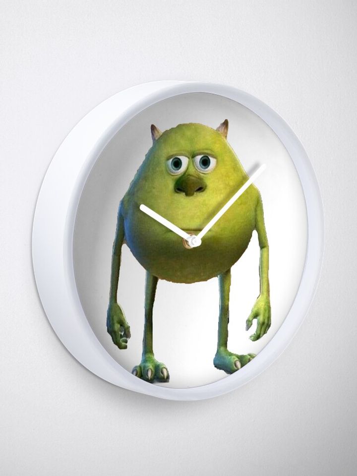 Mike Wazowski Meme Face | Classic Staring Reaction Clock, Funny Wall Clocks Decor