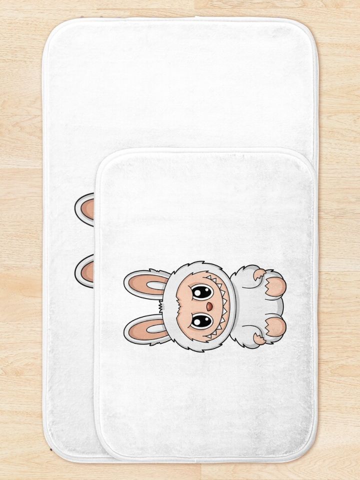Labubu White Snow Cute Character Bath Mat, For Bathroom, For Kitchen