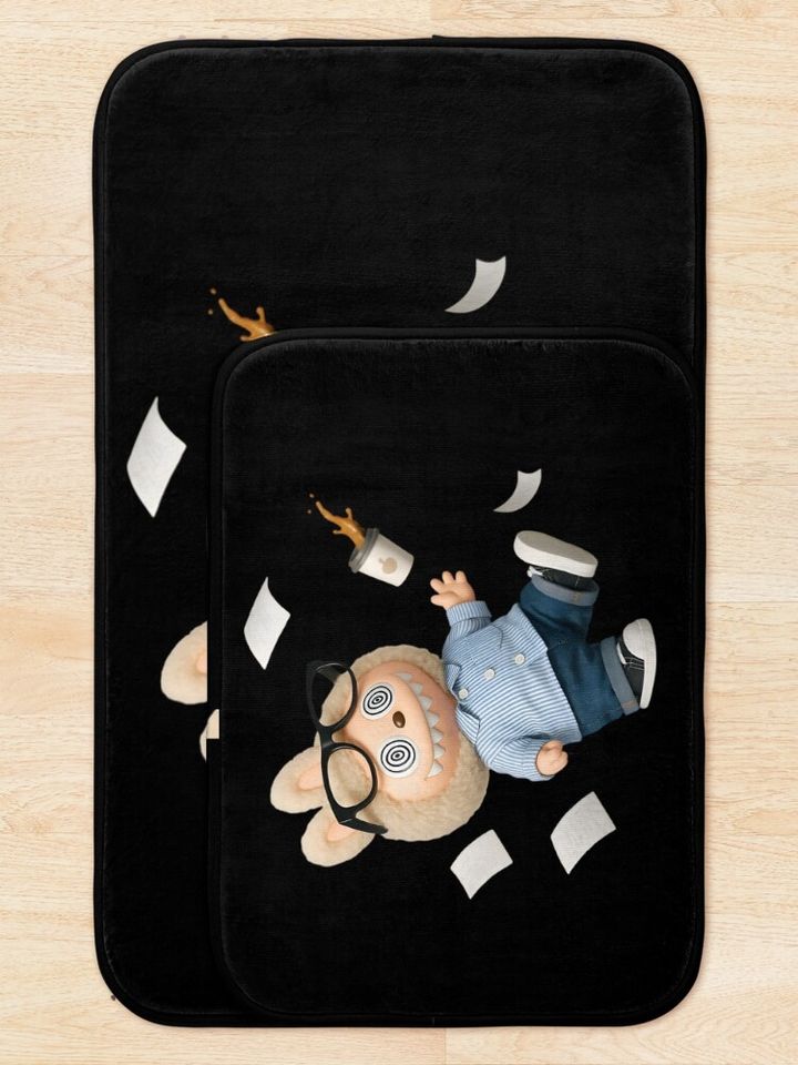 Labubu Office Coffee Chaos Costume Live Bath Mat, For Bathroom, For Kitchen