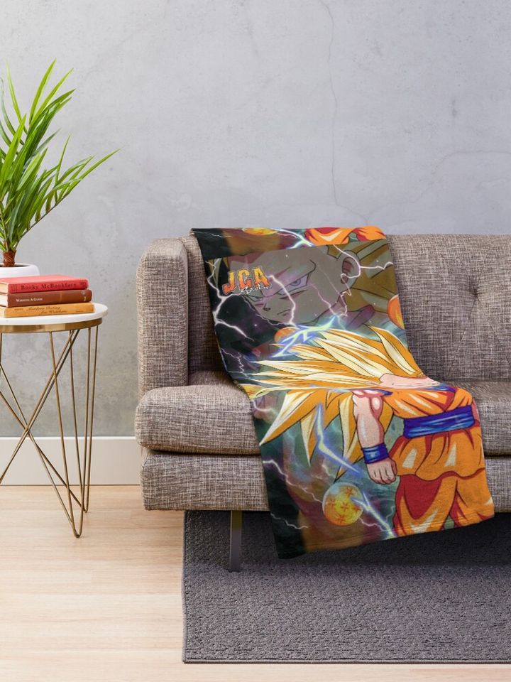 Goku SSJ3 Poster version Throw Blanket, Gift for Fan, for All Age