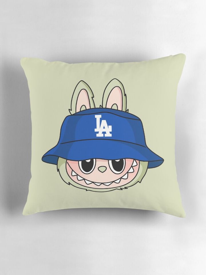 Labubu Green Grape Baseball Team Face Pillow, Cute Labubu Pillows Gift, Gift for Fan