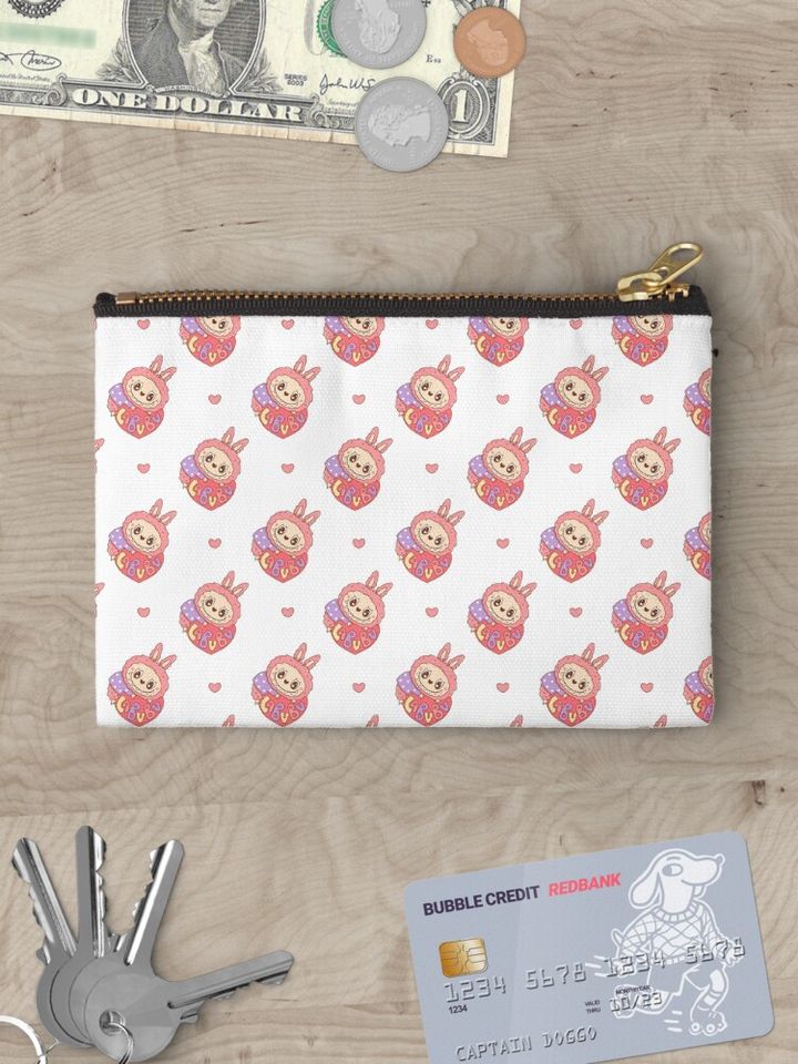Labubu Pattern - THE MONSTERS Tasty Macarons Vinyl Face - Popmart Zipper Pouch