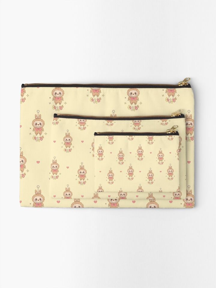 Labubu Pattern - THE MONSTERS Tasty Macarons Vinyl Face - Popmart Zipper Pouch
