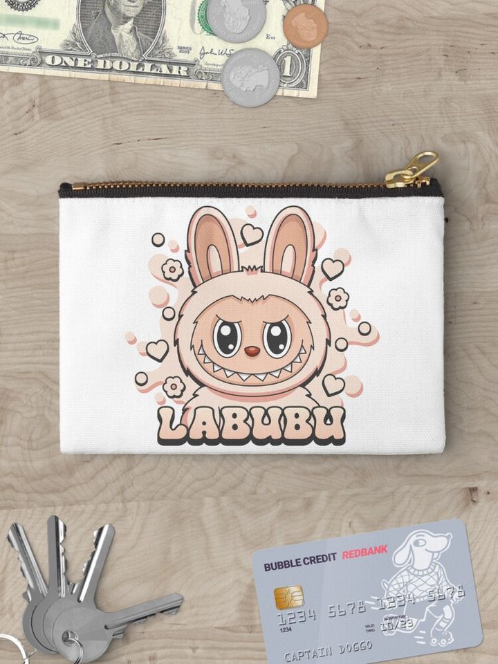 Labubu Soymilk Zipper Pouch, Cute Bags Gift, Gift for Fan