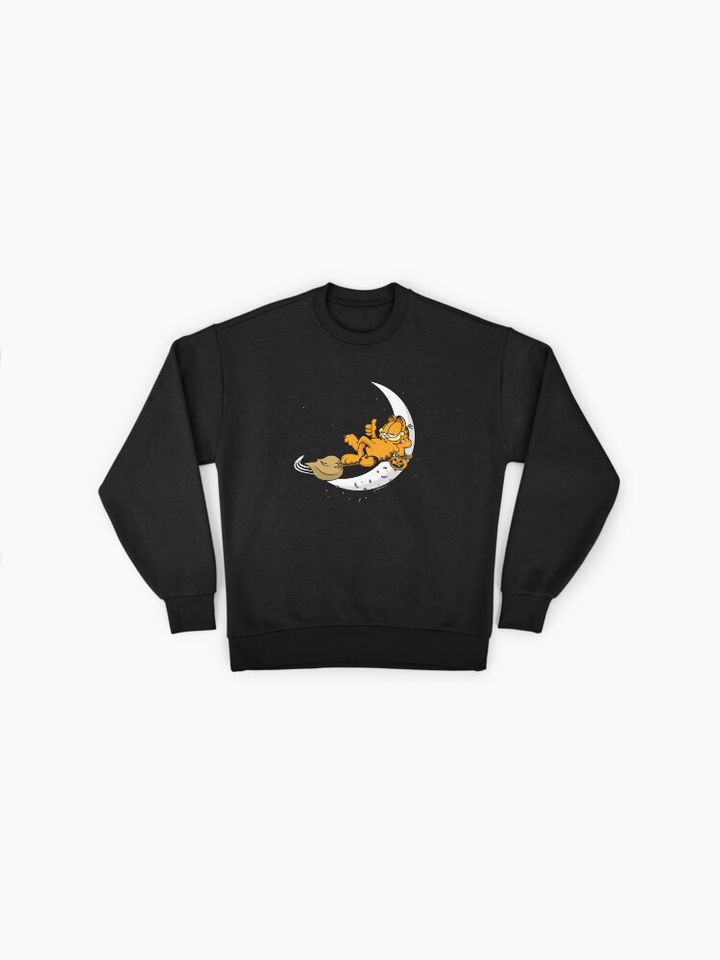 Garfield Halloween Crescent Moon Broom Riding Garfield Premium Sweatshirt