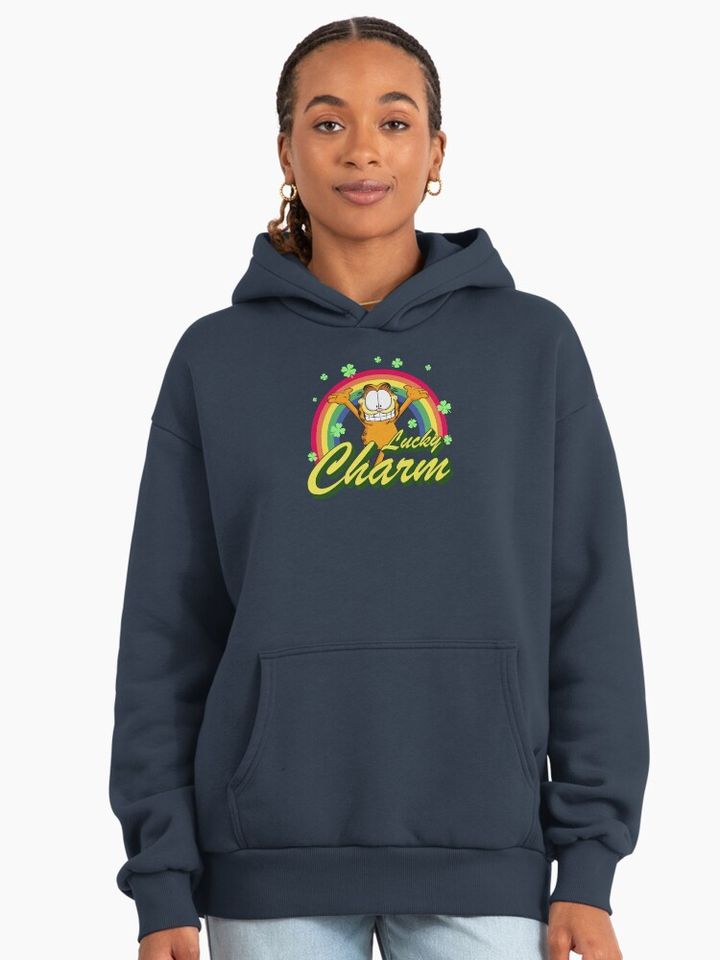 Garfield St. Patrick's Day Garfield Lucky Charm Rainbow Premium Hoodie