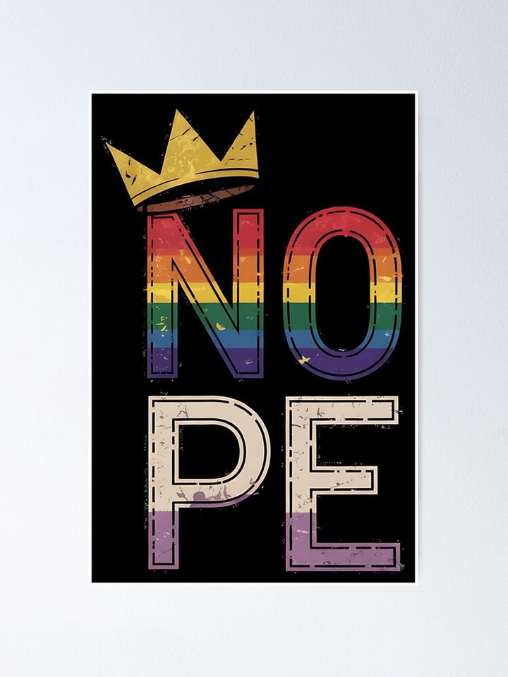 Retro No Kings Nope Protest Sign Horizontal Poster