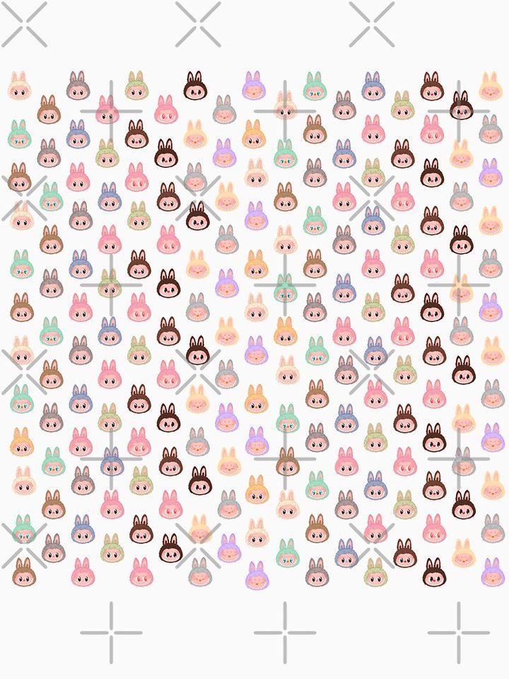 Labubu face pattern pink background Pullover Hoodie