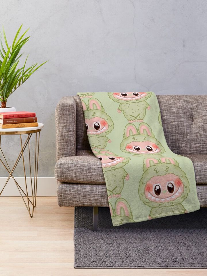 Labubu Green Grape Version 2 Throw Blanket, Gift for Kids, Cute Gift