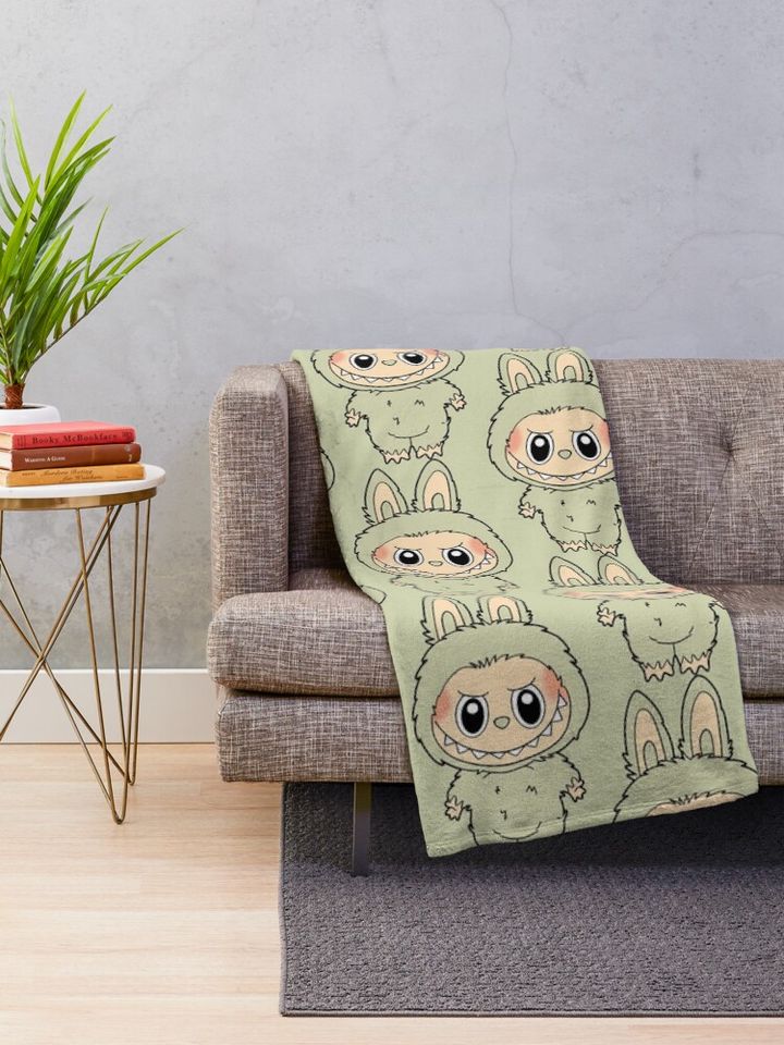 Labubu green grape Throw Blanket, Gift for Kids, Cute Gift