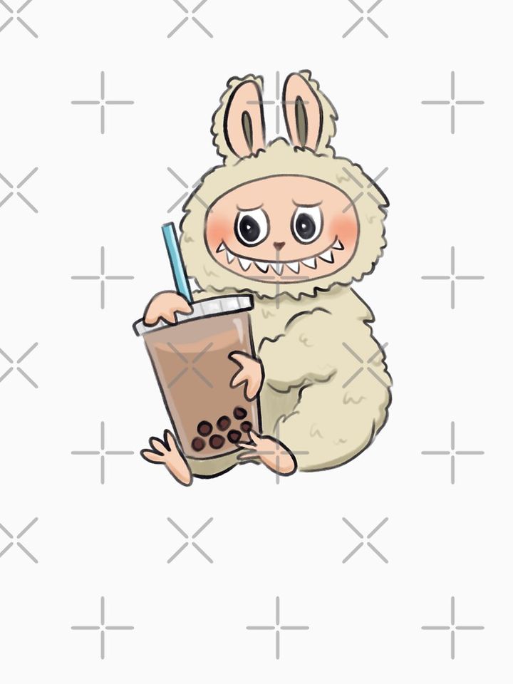 soymilk labubu with boba Pullover Hoodie