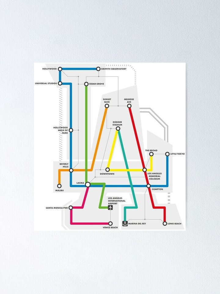 Los Angeles Metro Map Art Poster
