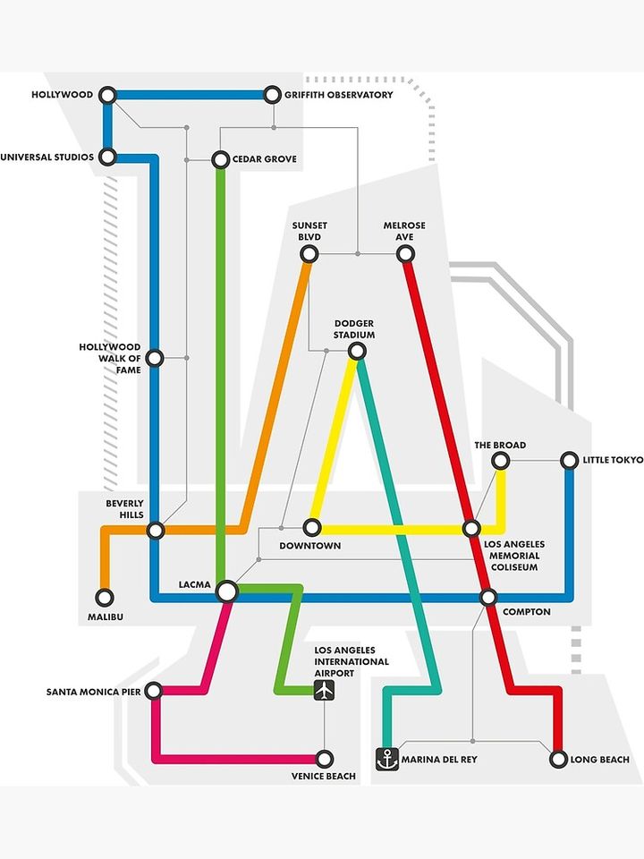 Los Angeles Metro Map Art Poster