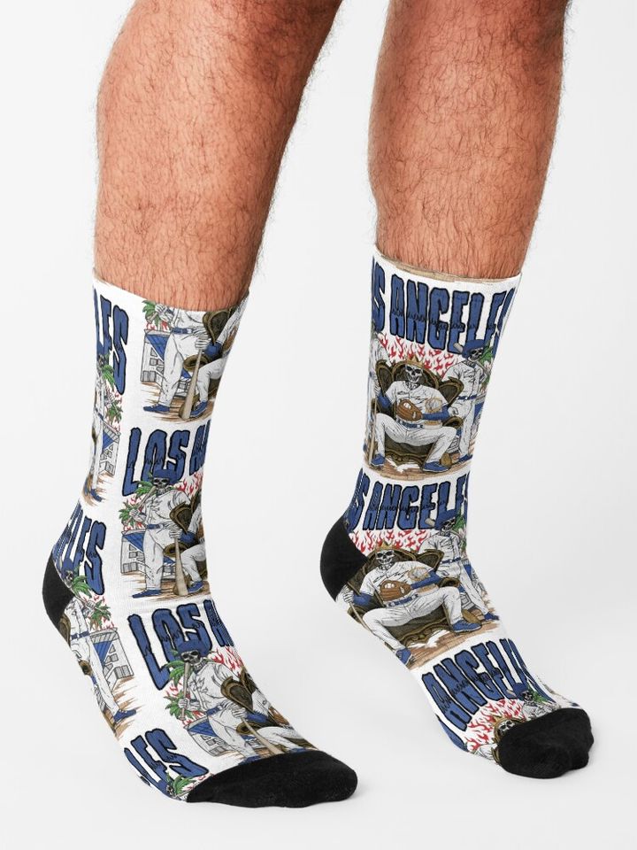 Los Angeles Baseball Skull Socks