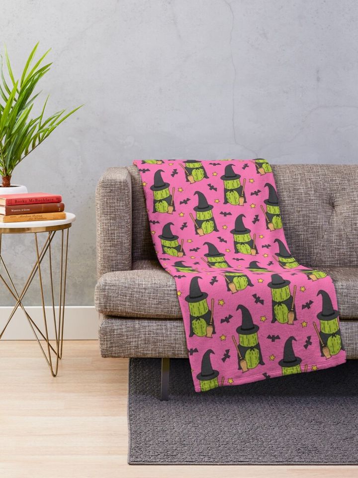 Pickle Witch - Pink Throw Blanket