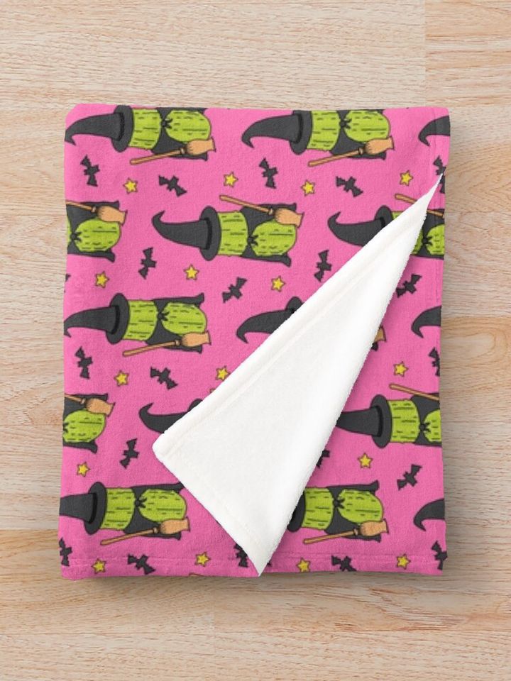 Pickle Witch - Pink Throw Blanket