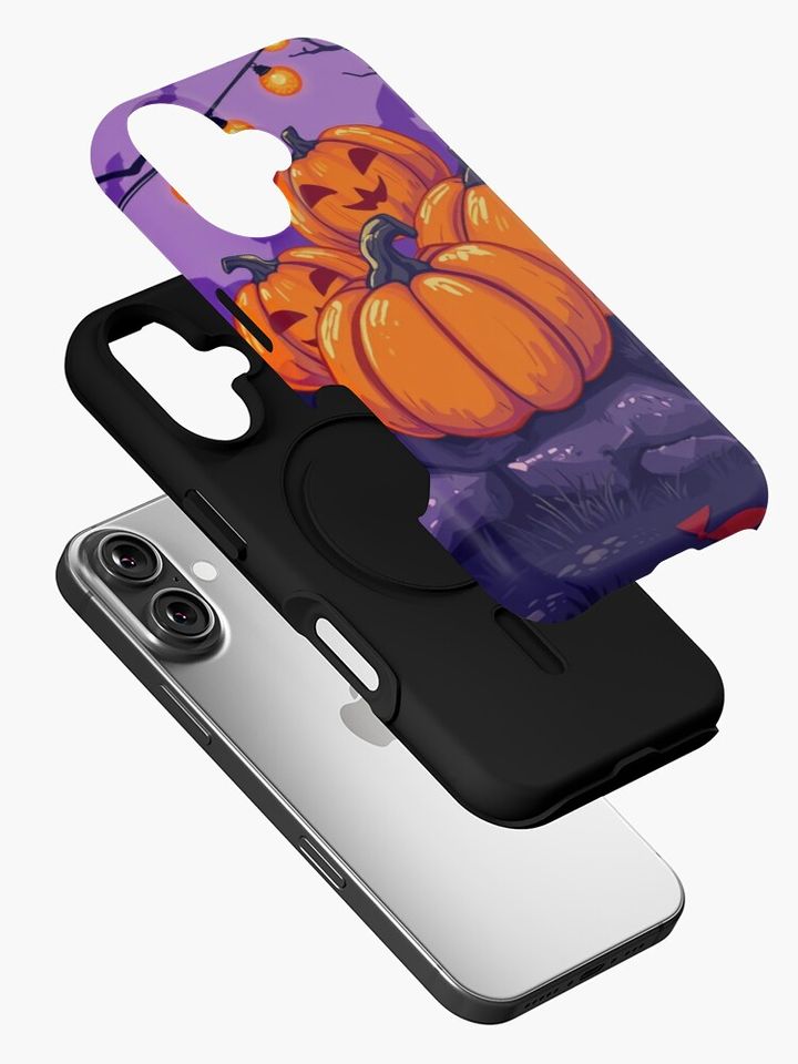 Spooky Halloween Pumpkin Patch – Cute Jack-o’-Lantern Night Scene iPhone Case