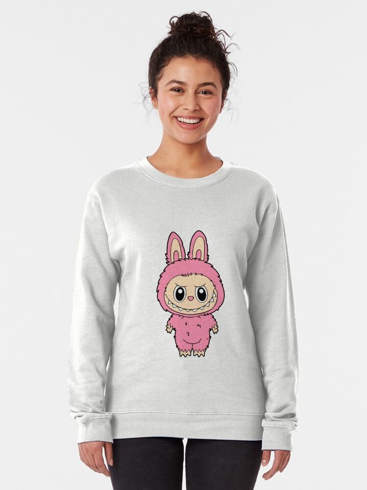 “Pink Bunny Labubu – Sweet Mischief in Soft Style | Cute Monster Character Art” Pullover Sweatshirt