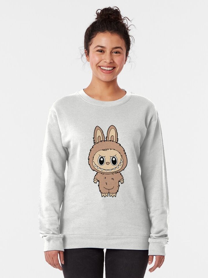 “Beige Bunny Labubu – Soft Chaos in Neutral Tones | Cute Monster Toy Design” Pullover Sweatshirt