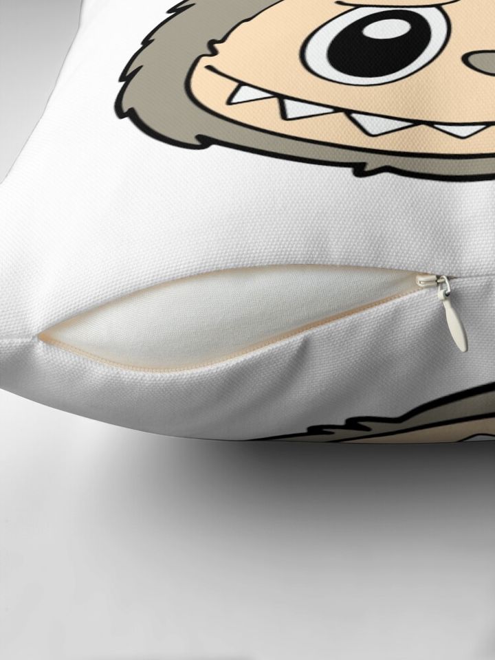 Grumpy Cuddle Monster – Brown Labubu Bunny Head Art Pillow