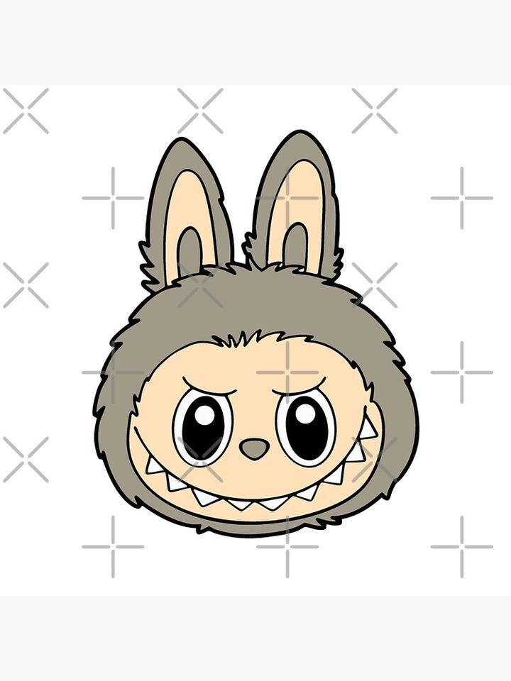 Grumpy Cuddle Monster – Brown Labubu Bunny Head Art Pillow