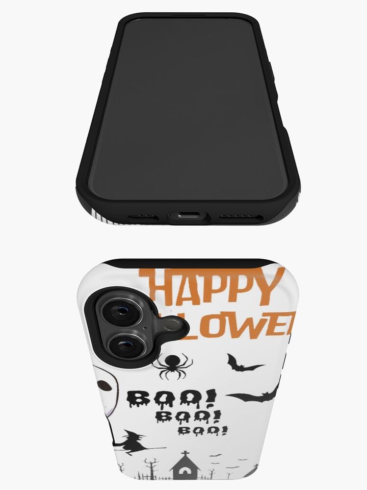 Cute Spooky Halloween Ghosts and Bats Design iPhone Case