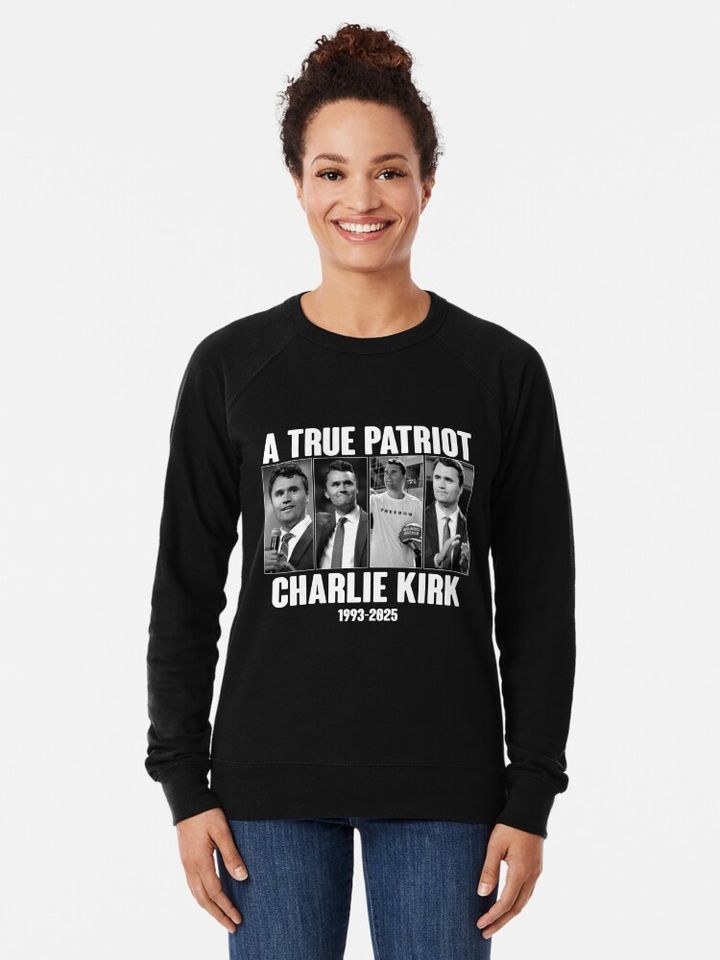 Charlie Kirk American Flag Lightweight Sweatshirt