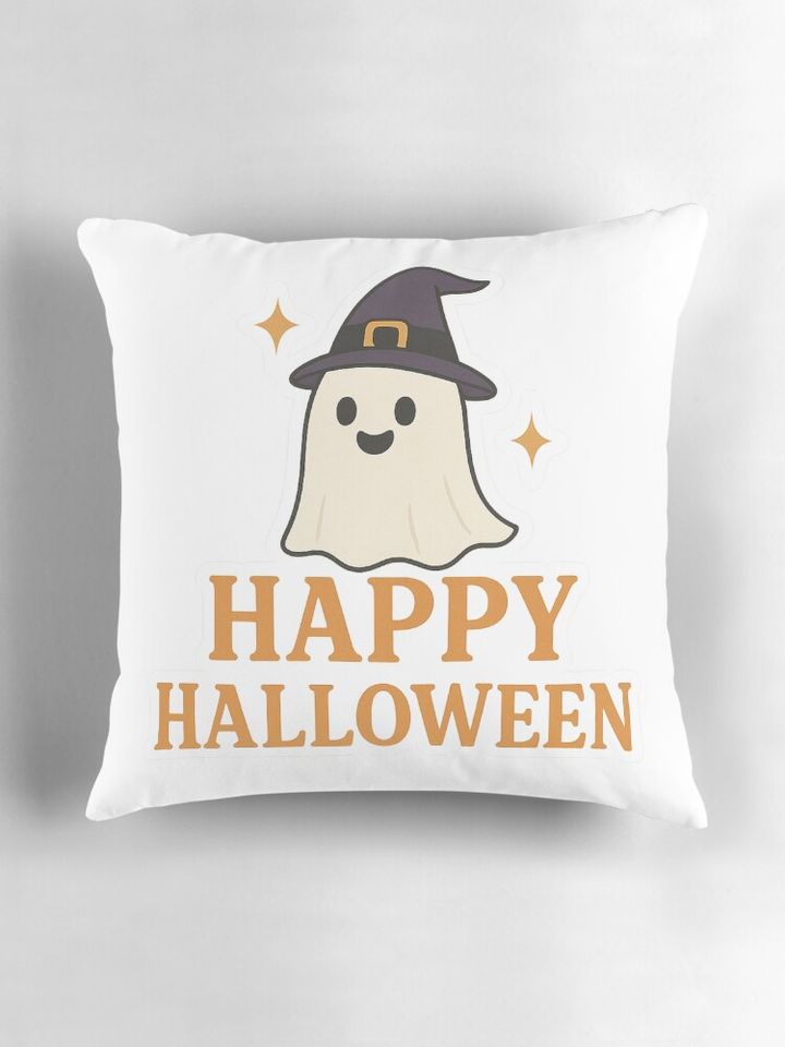 Happy Halloween Cute Ghost Design Pillow