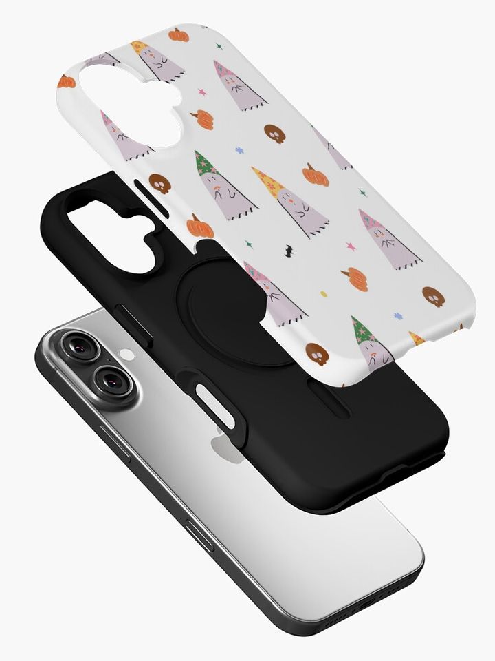 Cute Halloween Ghost Pattern – Kawaii Spooky Ghosts, Pumpkins and Party Hats iPhone Case