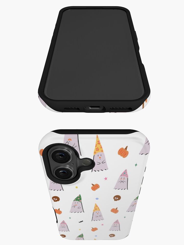 Cute Halloween Ghost Pattern – Kawaii Spooky Ghosts, Pumpkins and Party Hats iPhone Case