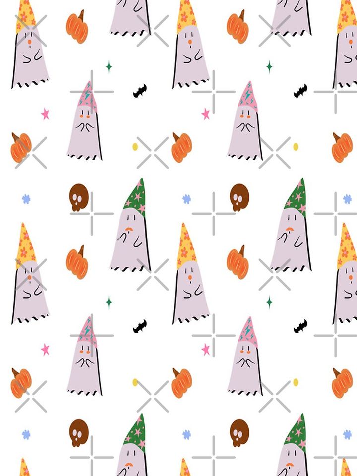Cute Halloween Ghost Pattern – Kawaii Spooky Ghosts, Pumpkins and Party Hats iPhone Case