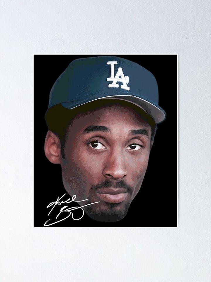 Kobe Bryant T-Shirt Big Face Dodgers Graphic Tee Poster