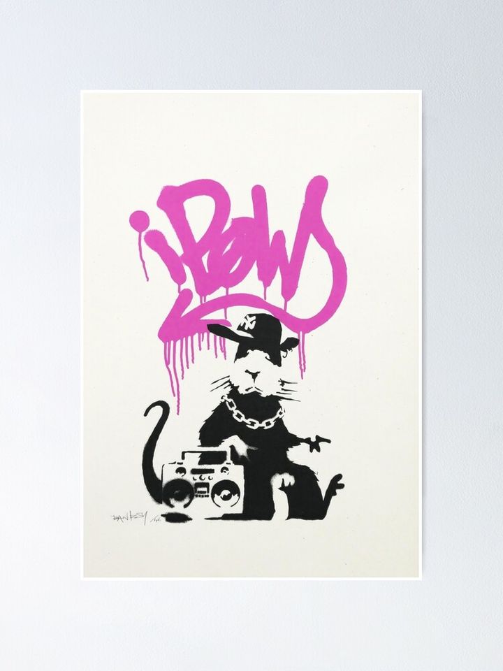 Gangsta Rat (AP pink) By Banksy Poster
