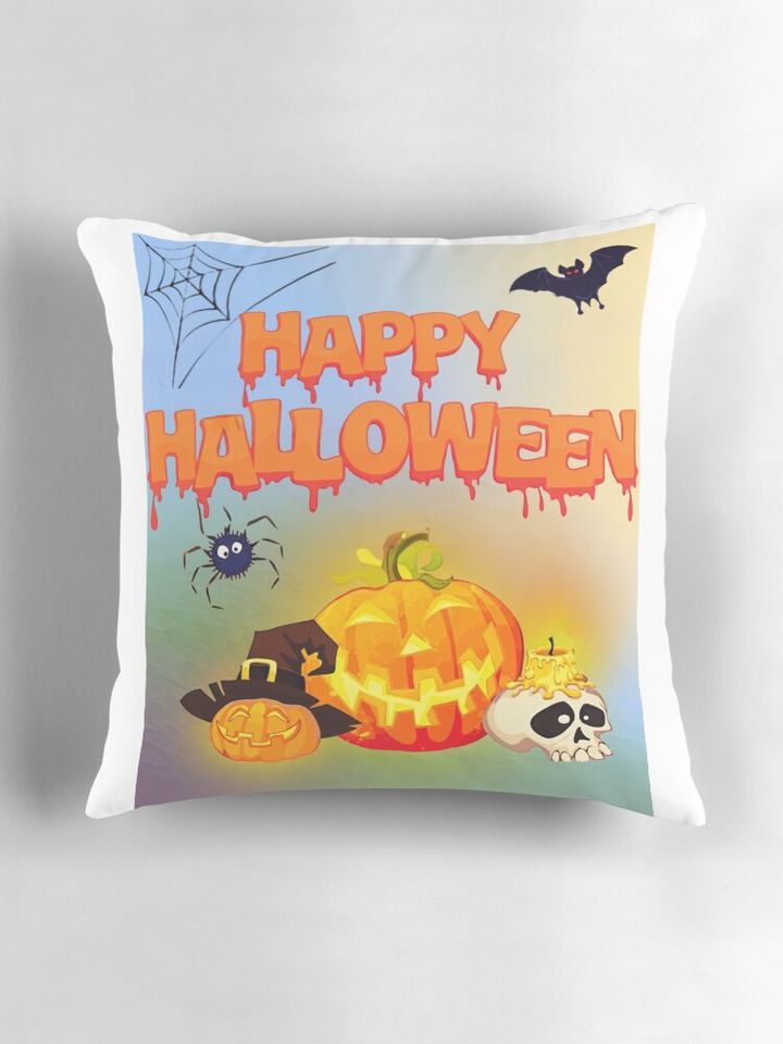 Happy Halloween Pumpkin Lantern Pillow