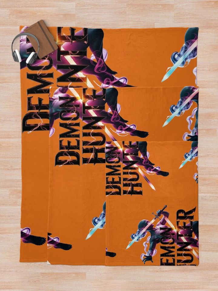 Epic Demon Hunter Anime Warrior Sword T-Shirt Fleece Blanket