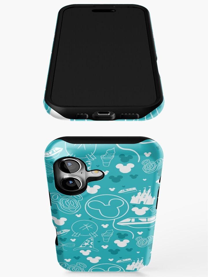 Teal Magical Castle Pattern | Whimsical Disney Park-Inspired Design iPhone Case