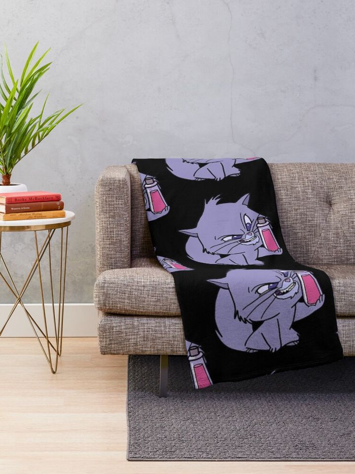 Yzma Cat With Poison Bottle Throw Blanket
