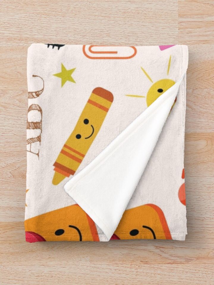Cute Kawaii Back to School Supplies  Throw Blanket