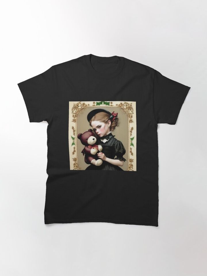 Little Victorian Girl Holding Teddy Bear Classic T-Shirt