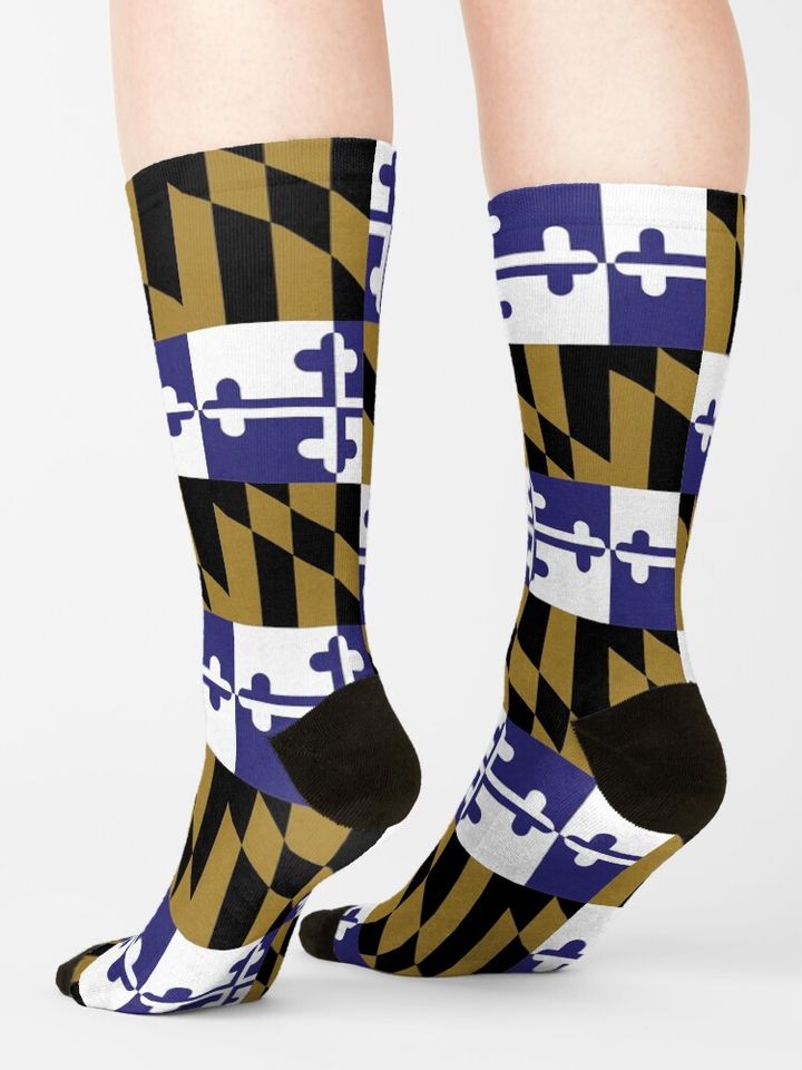 maryland flag baltimore ravens Socks, Gift For Fan