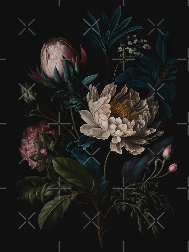 Dark Academia Peony Botanical Lightweight Hoodie