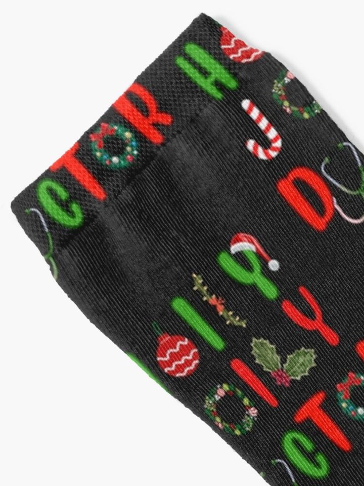 Christmas Holly Jolly Doctor  Socks