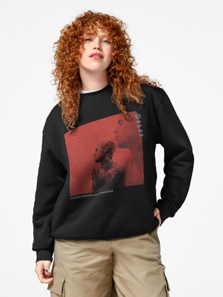 Justin Bieber Red Cover Long Sleeve Pullover Sweatshirt