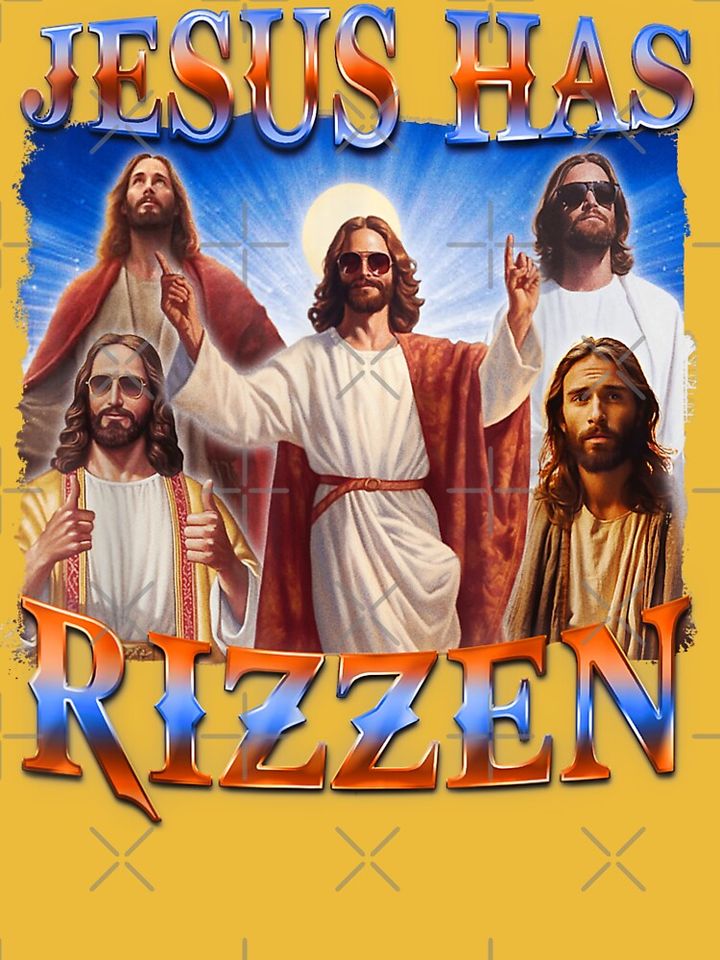 Jesus Has Rizzen on back - He Is Rizzen Jesus Rizz Essential T-Shirt